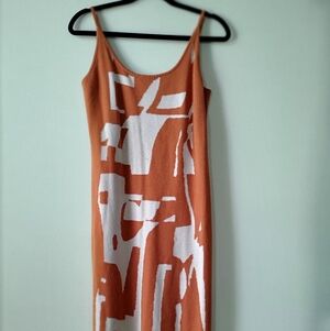 Abstract Orange and White Dress